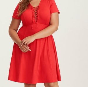 Torrid Red Jersey skater dress
